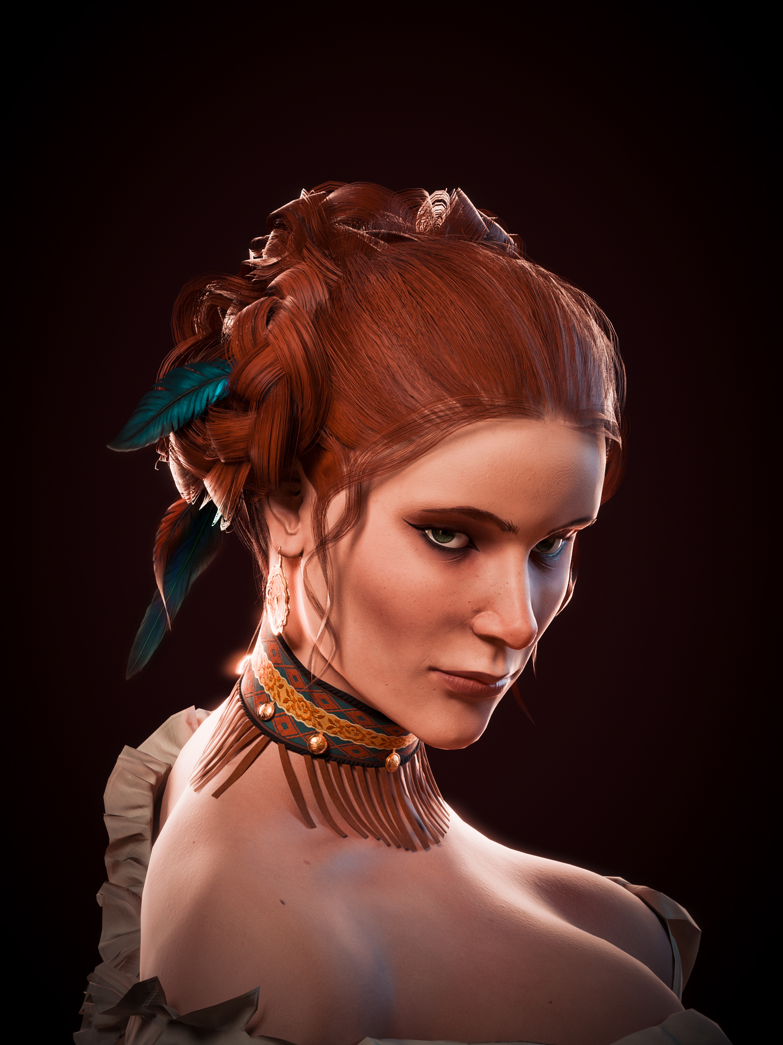 Gypsy character close-up render by Clay Moreira